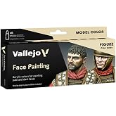 Vallejo - Face Painting Set | Model Color | Figure Color Series Miniature Model Kit to Create Realistic Tones and a Professional Approach with Artist-Grade Pigments | 8 Bottles x 18 ml. (0.60 fl.oz)