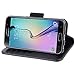 Arae Case Compatible for Samsung Galaxy S6 - [Wrist Strap] Flip Folio [Kickstand Feature] PU leather wallet case with ID&Credit Card Pockets (Black)