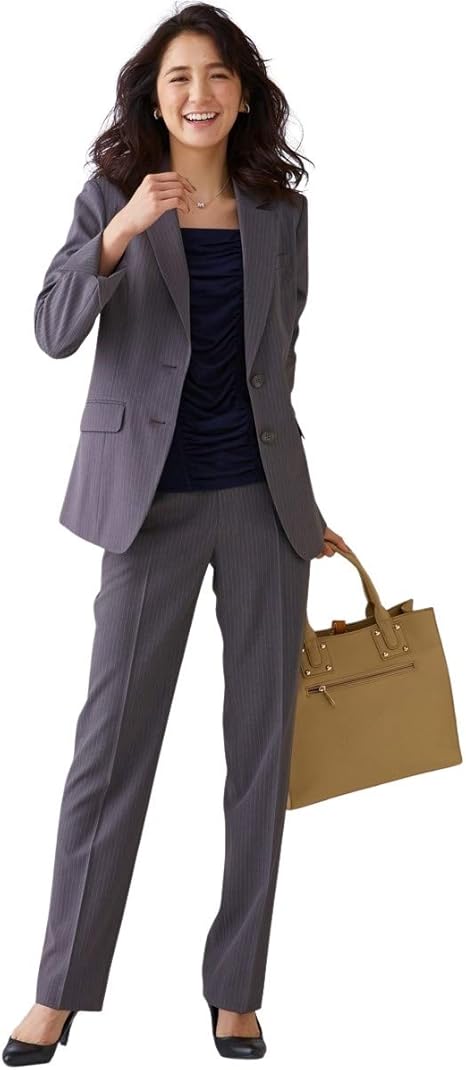 Amazon Nissen ニッセン 抗菌 長袖 リスピィシリーズ 洗えるタテヨコ２ｗａｙストレッチロング丈パンツスーツ レディーススーツ パンツスーツ 通販