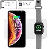 COSOOS Wireless Charger,2 in 1 Qi Wireless Charging Pad,Charging Station Compatible with iWatch Series 1/2/3/4/Nike+/Edition,38 & 42mm,iPhone Xs MAX/XR/X/8,Samsung Galaxy S9/S8/Note 8(New Upgraded)