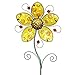 Exhart Metallic Yellow Flower Garden Stake, Durable Glass & Metal, Cute Yard Décor, 9.5