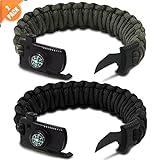 Braylin Protection Paracord Bracelet, 2 pcs Camping Paracord Survival Bracelet Kit, Outdoor Hiking Travelling Hunting Gear, Emergency Tactical Parachute Rope Bracelet, Compass, Flint Stone, Fire Start
