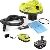 RYOBI ONE+ 18V Cordless 5 Gal. Wet/Dry Vacuum Kit with 1-1/4 in. Hose, Crevice Tool, 4.0 Ah Battery, and Charger