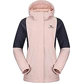 CAMEL Women's Ski Jacket Waterproof Winter Coat Warm Hooded Snowboard Jacket Windproof Mountain Rain Windbreaker