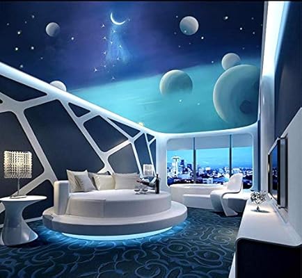 Outer Space Moon 3d Ceiling Wallpaper For Hall Living Room 3d Wall