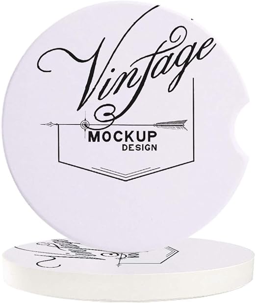 Download Amazon Com 2 56 Inch Font Art Car Coasters For Cup Holders 6 Pack Ceramic Absorbent Car Coaster Accessories With Finger Notch For Easy Removal Vintage Mockup Design Coasters PSD Mockup Templates