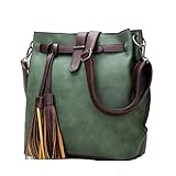 CloudBag Fashion Creative Women Brand Retro Tassel Bag Lock Shoulder Bags Handbags (Green)