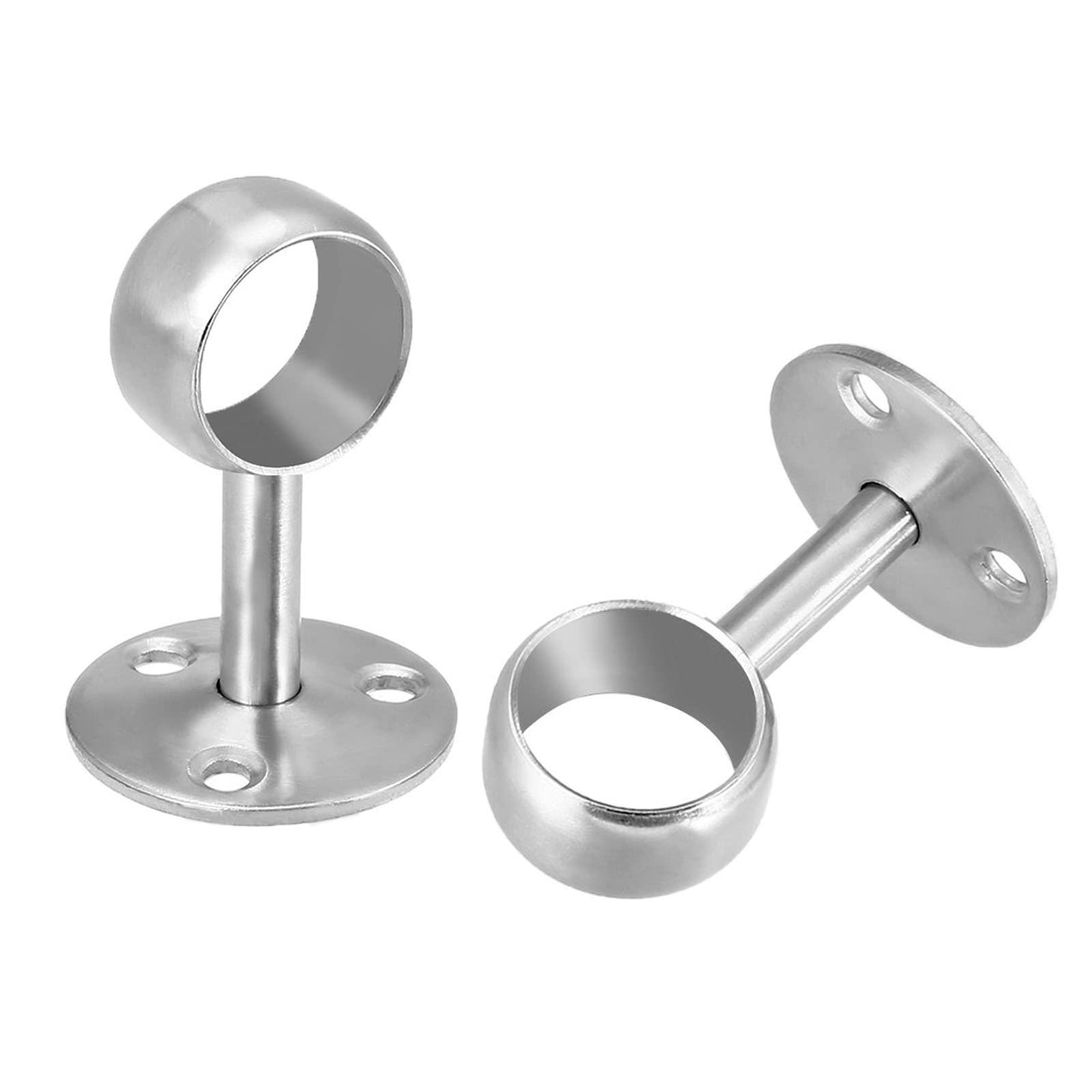 TA-VIGOR Wardrobe Pipe Bracket 25mm Dia, 2Pcs Wall Mounted Rail Rod 65mm Height, Shower Curtain Closet Wardrobe Rod Lever Support Holder Pipe Flange Socket