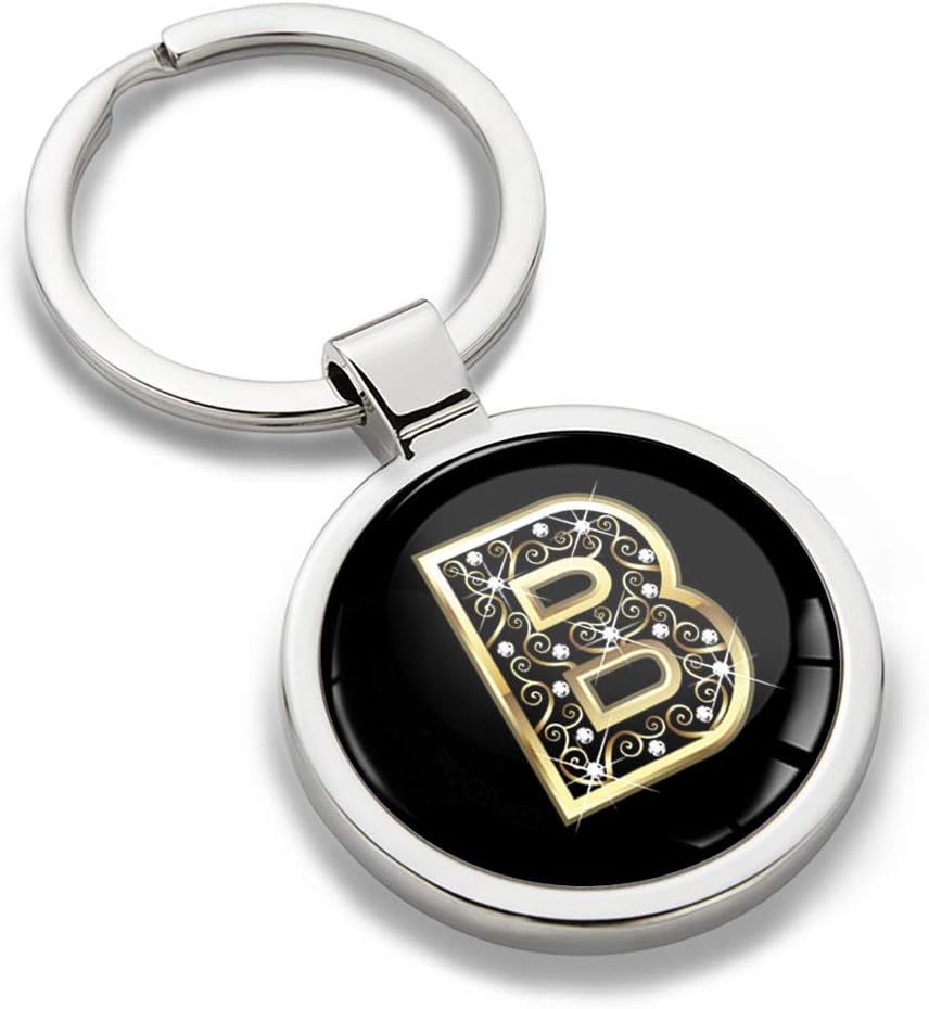 Biomar Labs Letter Keychain Alphabet Initial Keyring 3D Metal Stainless Steel Personalised Initials Charm for Car Keys and House Keys Available in Gold (B in Gold KK 54)