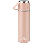 Stainless Steel Thermo 500ml/16.9oz Vacuum Insulated Bottle with Cup for Coffee Hot drink and Cold drink water flask.(Pink,Single)