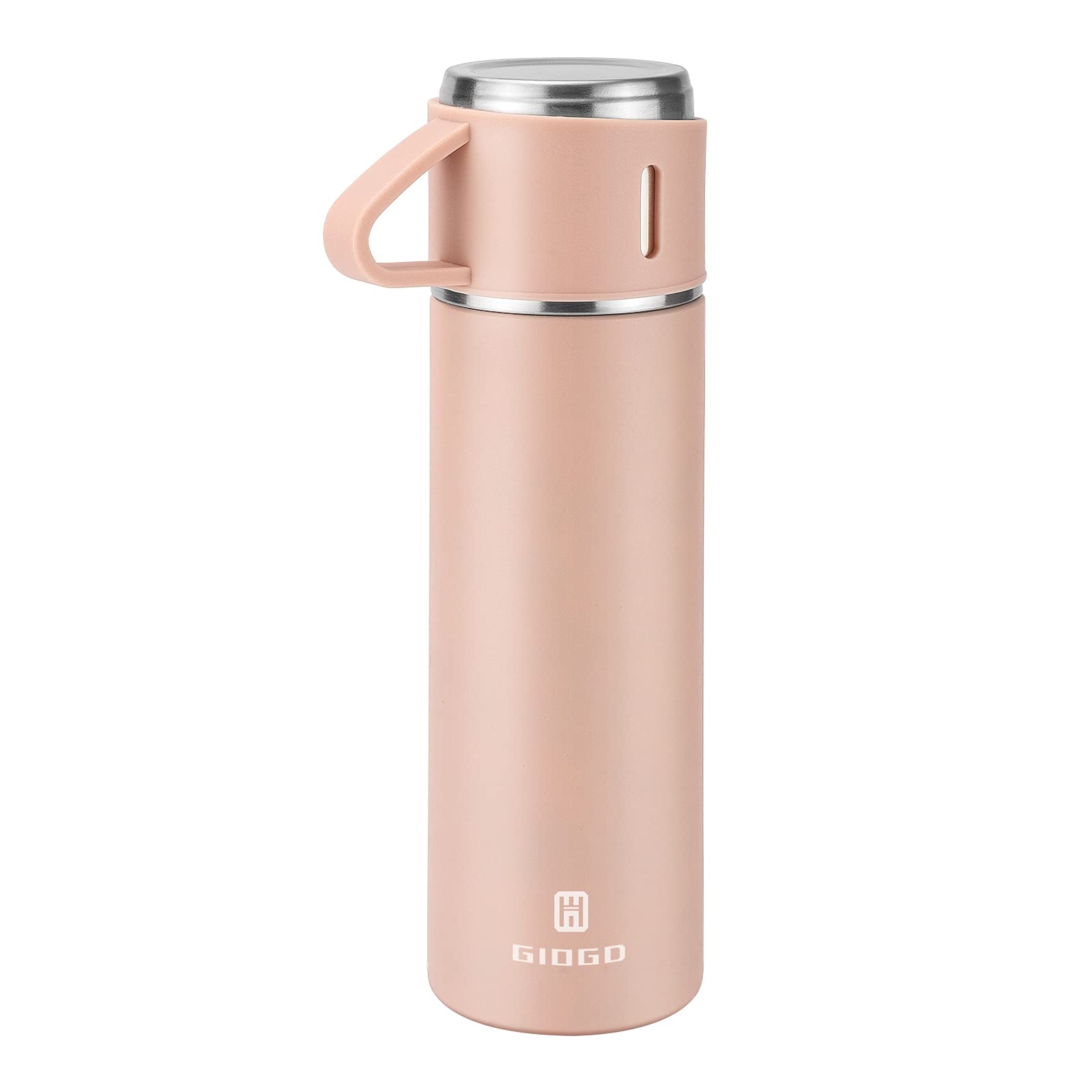 Vacuum Insulated Flask 500ml/16.9oz Stainless Steel Thermo Bottle with Cup for Coffee Water Hot and Cold Drink Flasks.(Pink,Single)