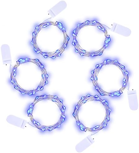 illumiForce LED Starry String Lights, Battery Operated Fairy Lights, 6.5ft 20LEDs, Decorations for Bedroom Patio Garden Birthday Party Wedding Christmas DIY Crafing Home Decor, Blue 6 Sets