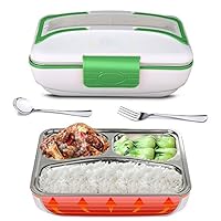 SUPOW Lunch Box, Portable Electric Heating Lunch Warmer Box with Removable Stainless Steel Container Food Heater for Home and Office Use, 110V (Green)