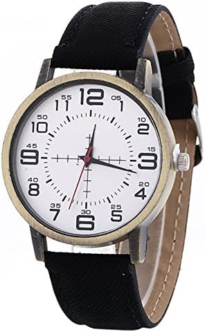 Women's Luxure Analog Quartz Watch Modern Bracelets White Dial With Leather Strap (Black)