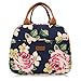 HEKATE Insulated Lunch Bag for Women, Floral Waterproof Thermal Lunch Bags for Work, Flower Insulated Lunch Box Cooler Bag (Blue)