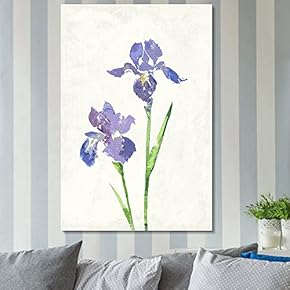 Canvas Wall Art - Watercolor Style Purple Flowers - Giclee Print Gallery Wrap Modern Home Art Ready to Hang - 12x18 inches