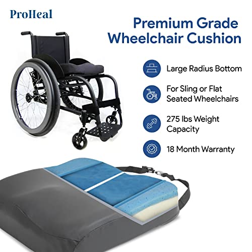 ProHeal Wheelchair Seat Cushion Gel Infused Memory Foam Orthopedic