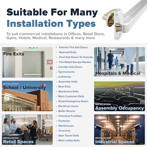 FORTSTRONG Panic Bars for Exit Doors Push Bar Panic Exit Device Commercial Door Push Bar Hardware with Crash Bar Emergency Door Opener Lock Keypad Compatible Heavy Duty - Grade 1 UL & ADA Compliant