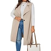 CARE LUCK Plus Size Long Vest for Women Sleeveless Jacket, Fall Coat Knee Length Long Blazer for Women Casual Outfits