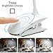 LED Desk Lamp Clamp [2-in-1] USB Rechargeable Dimmable Portable Lightweight Gooseneck Clip Lamp with Sensitive Touch Button and 14 Long Life LED for Bedside Reading Study White