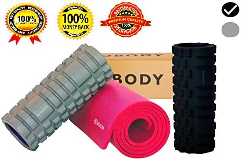 Foam Roller For Muscles By DOBODY- FREE BONUS: Yoga Mat, Bag &amp; Exercise E-Book-Trigger Point Foam Roller for Physical Therapy and Deep Tissue Massage-Textured &amp; Grid for Myofascial Release (Black)
