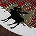 GMOEGEFT 48 Inches Christmas Tree Skirt, Red and Black Buffalo Plaid Mat with Brown Faux Fur Edge, Black Moose in Snowfield Pattern, Xmas Tree Holiday Decoration