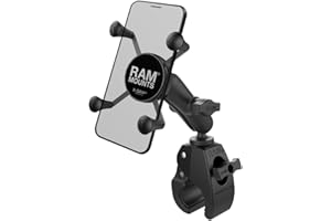 RAM MOUNTS X-Grip Small Phone Mount with RAM Tough-Claw Small Clamp Base RAM-B-400-HOL-UN7BU with Medium Arm for Motorcycle, ATV/UTV, Bike