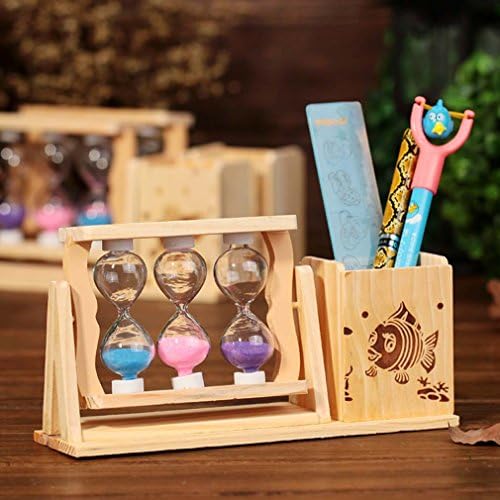 Wood Pencil Holder 3 Sandglass Decor Organizer Gift Suitable ForHolding Small Items, Such As Pens, Pencils, Rulers, Scissors, Adhesive Tapes, Etc