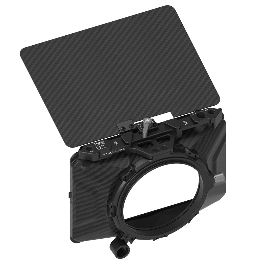 FOTGA Mini Lightweight Clamp-On Matte Box with Carbon Fiber Top Flag for DSLR Mirrorless Camera Compatible with 4x4" 4x5.65" 67mm/72mm/77mm/82mm Filters (Starter Version)