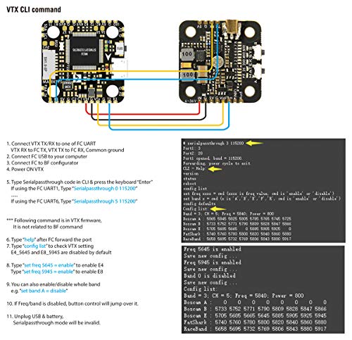 Matek FPV Video Transmitter VTX Mini 6~36V Input 40CH Pit/25/200/400/800mw Switchable, Support Tramp Protocol for F4 AIO Stack 210 220 250 240 4/5/6 inch Carbon Fiber FPV Racing Drone Quad Frame