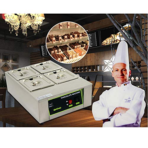 NEWTRY Digital 17.6lbs Capacity 4 Pots Electric Chocolate Melting Machine Temperature Adjustable 1000W Commercial Chocolate Tempering Machine Melter Pot Heater (110V)