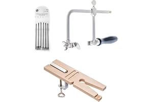 SE 3-in-1 Professional Jeweler's Saw Set - Saw Frame, 144 Blades, and V-Slot Bench Pin with Clamp - Versatile Tools for Precise Jewelry Making