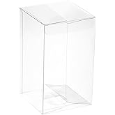 MECCANIXITY Plastic Retail Boxes 2.8"x2.8"x4.7" (70x70x120mm) Gift Box with Protecting Film for Candy, Cookies, Christmas, Wedding, Party Wrapping Clear Pack of 20