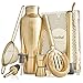 VonShef Premium Brushed Gold Parisian Cocktail Shaker Barware Set in Gift Box with Recipe Guide, Cocktail Strainers, Twisted Bar Spoon, Jigger, Muddler and Pourers