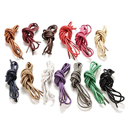 Coobbar 13 Pair Round Waxed Coloured Shoelaces For Leather Shoes Laces Strings Martin Boots Sport Shoes Cord Ropes