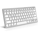 Caseflex Deutsches Layout Kabellose Bluetooth Tastatur F&uuml;r alle iOS, iPad, Android, Mac, & Windows Ger&auml;te - Ultra D&uuml;nne Silber & Weiss
