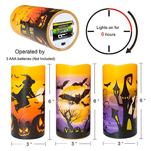 Castle, Witch, Bats Decal Halloween Decor Candles - Image 8