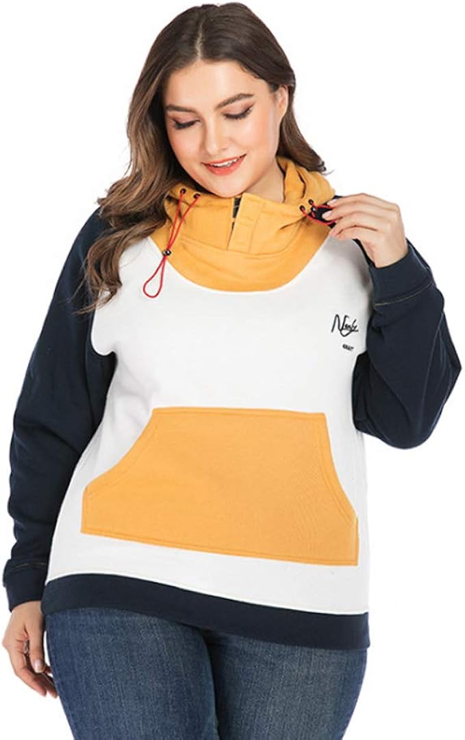 FF&XX Women's Plus Size Sweatshirts,Loose Long Sleeve Hooded Jacket
