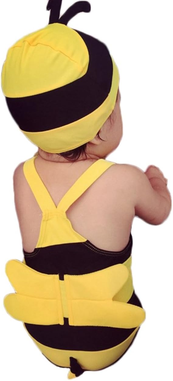 Amazon Co Jp 水着 子供用 キッズ 赤ん坊 1歳ー12歳 可愛い 小学生 キャップ付 連体 スイムウェア 女の子 男の子 水泳帽子 温泉 水泳 プール 岩盤浴 動物柄 花柄 ミツバチ ノースリーブ 服 ファッション小物