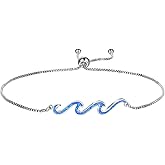 YFN Wave Anklet Sterling Silver Ocean Wave Anklet Wave Ankle Bracelet Beach Jewelry for Women Gifts