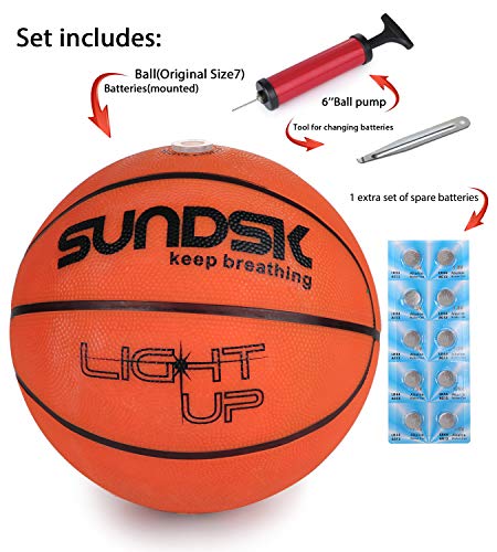 image for SCIONE Light Up Basketball Hoop Kit with LED Outdoor Basketball and Gl
