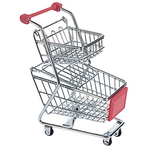 B Blesiya Zweireihigen Einkaufswagen Supermarktwagen Spielzeug für Kinder Kaufmannsladen Rollenspiel - Rot – Bild 4