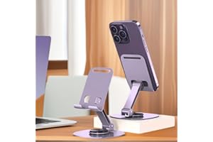 Adjustable Phone Stand for Desk 360 Rotating Foldable Cell Phone Holder Desktop Portable Cellphone Stand, Office Desk Accesso