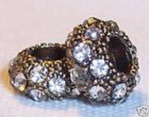 Beads Hut - Clear Rhinestone Gold Tn April Birthstone Bead for European Style Charm Bracelet