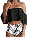 Tempt Me Women Two Piece Swimsuit High Waisted Ruffled Flounce Bikini Black XL