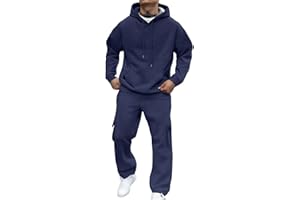 Bakgeerle Mens Sweatsuits 2 Piece Set Fleece Hoodies and Cargo Sweatpants Set Casual Athletic Tracksuits Winter Jogging Suit