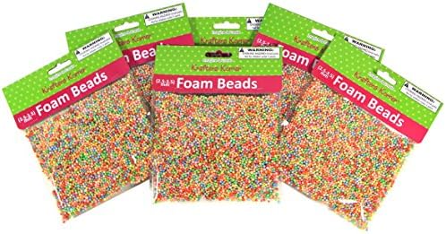 Krafters Korner Foam Mini Beads For Slime (.09 to .18 inches), Multicolor, Pack of 6