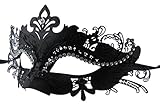 Coddsmz Couple Masquerade Metal Masks Venetian Halloween Costume Mask Mardi Gras Mask (Black+Black)