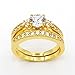 JewelStory 18k Gold Plated AAA CZ Diamond Wedding Ring Set for Women Size 12