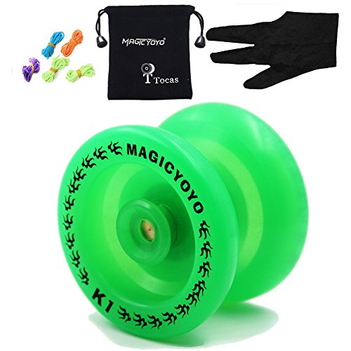 MAGICYOYO New Responsive K1 ABS Yo-yos with Bag+ Glove+ 5 Strings, Special for Beginners Kid Gift, Green